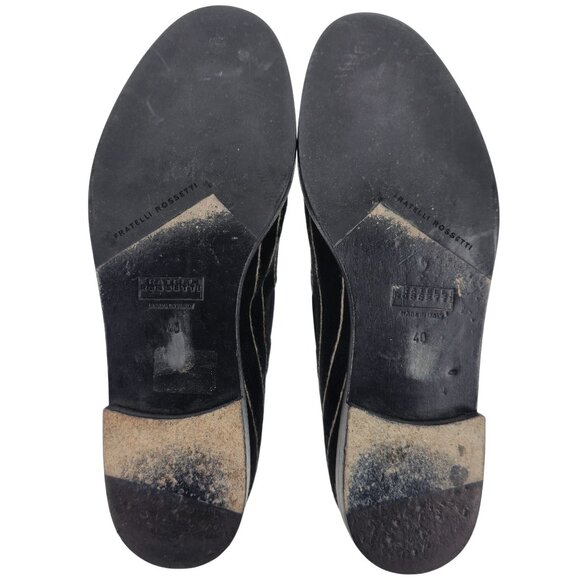 Fratelli Rosetti Italy Striped Black White Suede Tassel Loafers Men 7 Dress Shoe - Picture 3 of 10